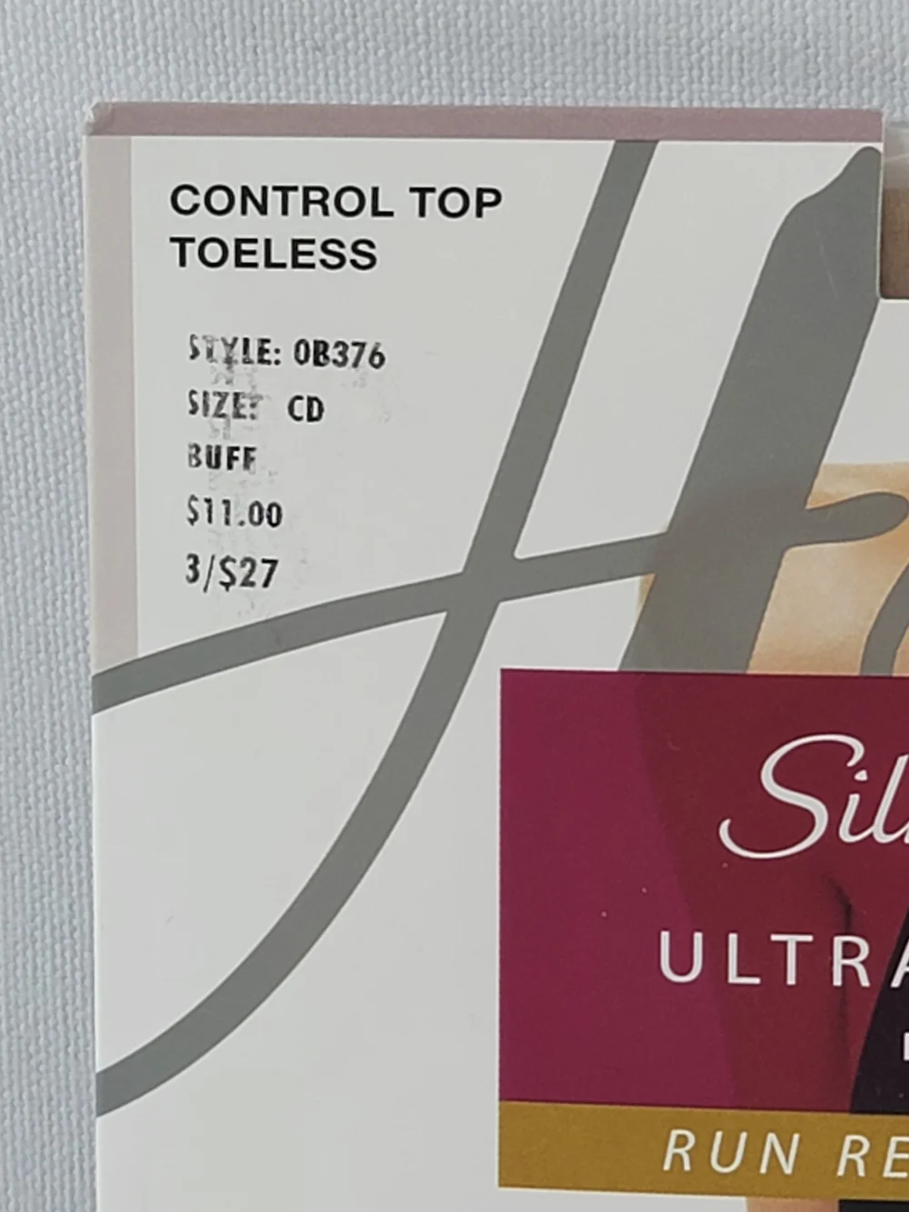 Hanes Silk Reflections Ultra Sheer Toeless Control Top Pantyhose Size CD